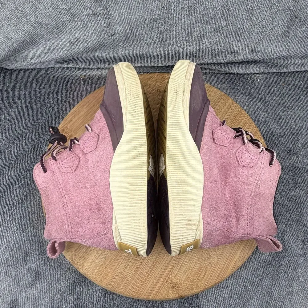 Sorel Boots Girls Size 5 Pink Suede Waterproof Rain Ankle Lace Up NY5169-627